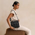 Sac cartable bandoulière femme broderie noir - Crocochic