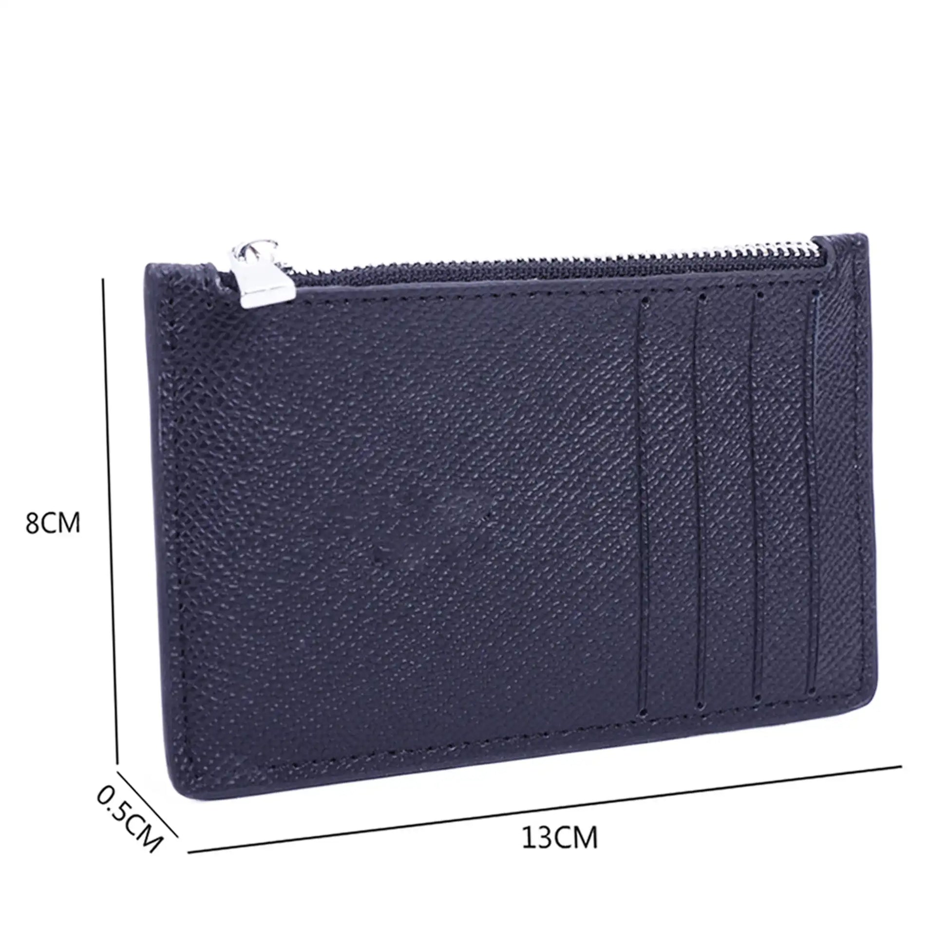 Porte-cartes monnaies femme fin cuir bleu marine