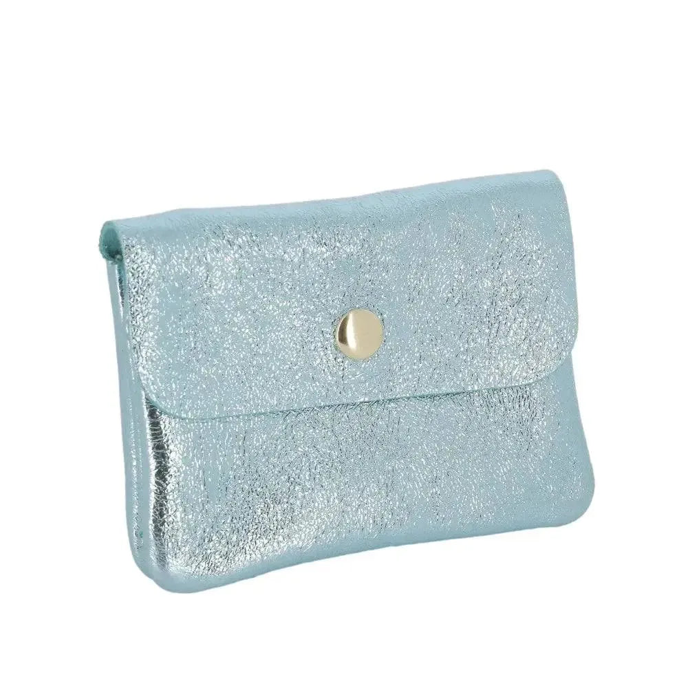 Vue 1 du Porte-monnaie femme cuir italien irisé 041 Turquoise par Made in Italy.