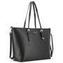 Vue 1 du Grand sac à main cours femme noir en cuir synthétique par Flora & co.