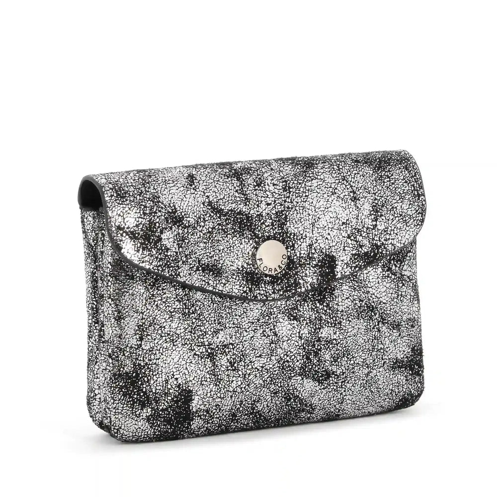 Flora & co Porte-monnaie femme court suède irisé Noir Gris Argent