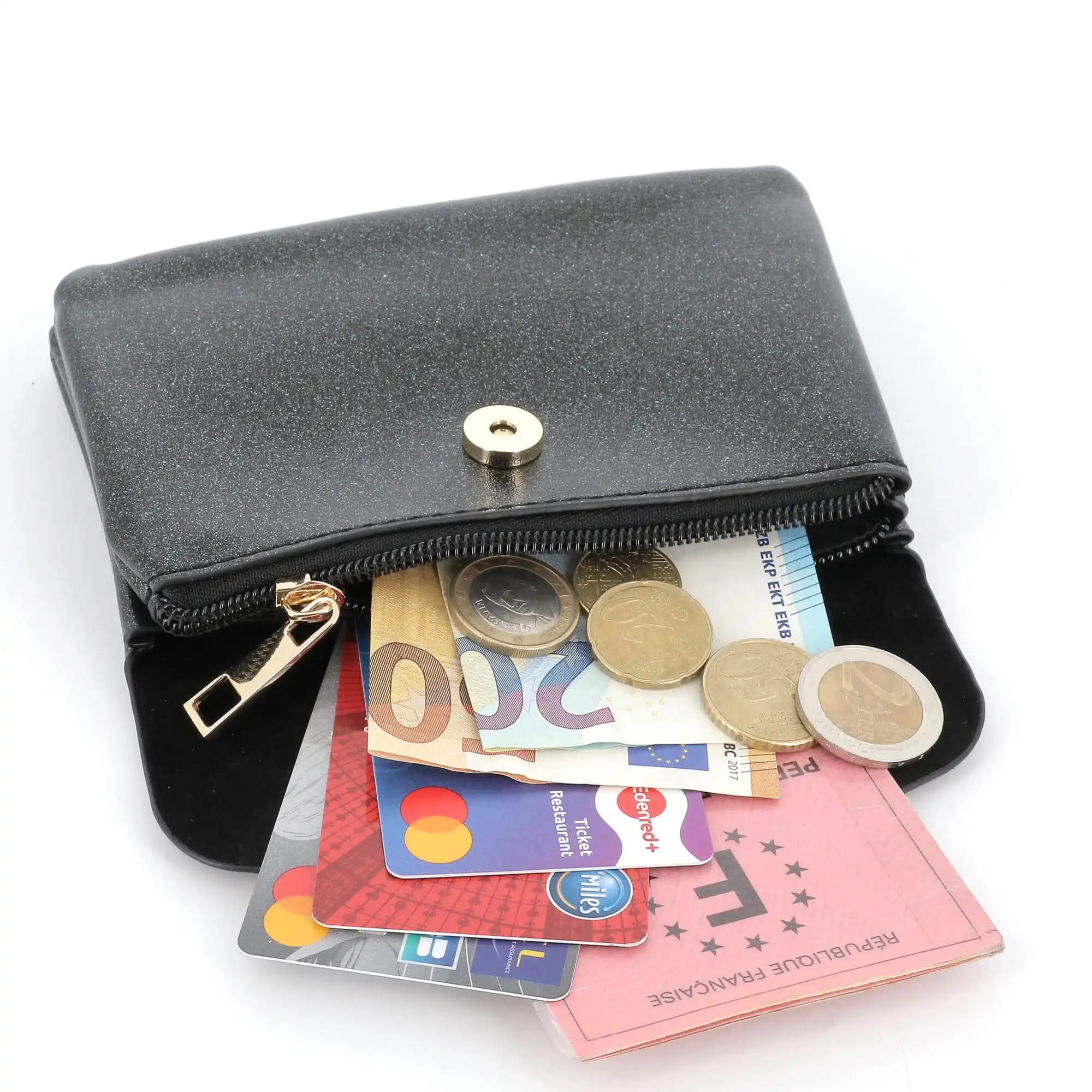 Porte-monnaie femme irisé enveloppe noir