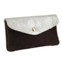Vue 1 du Porte-monnaie cartes femme irisé suède chocolat en cuir par Made in Italy.