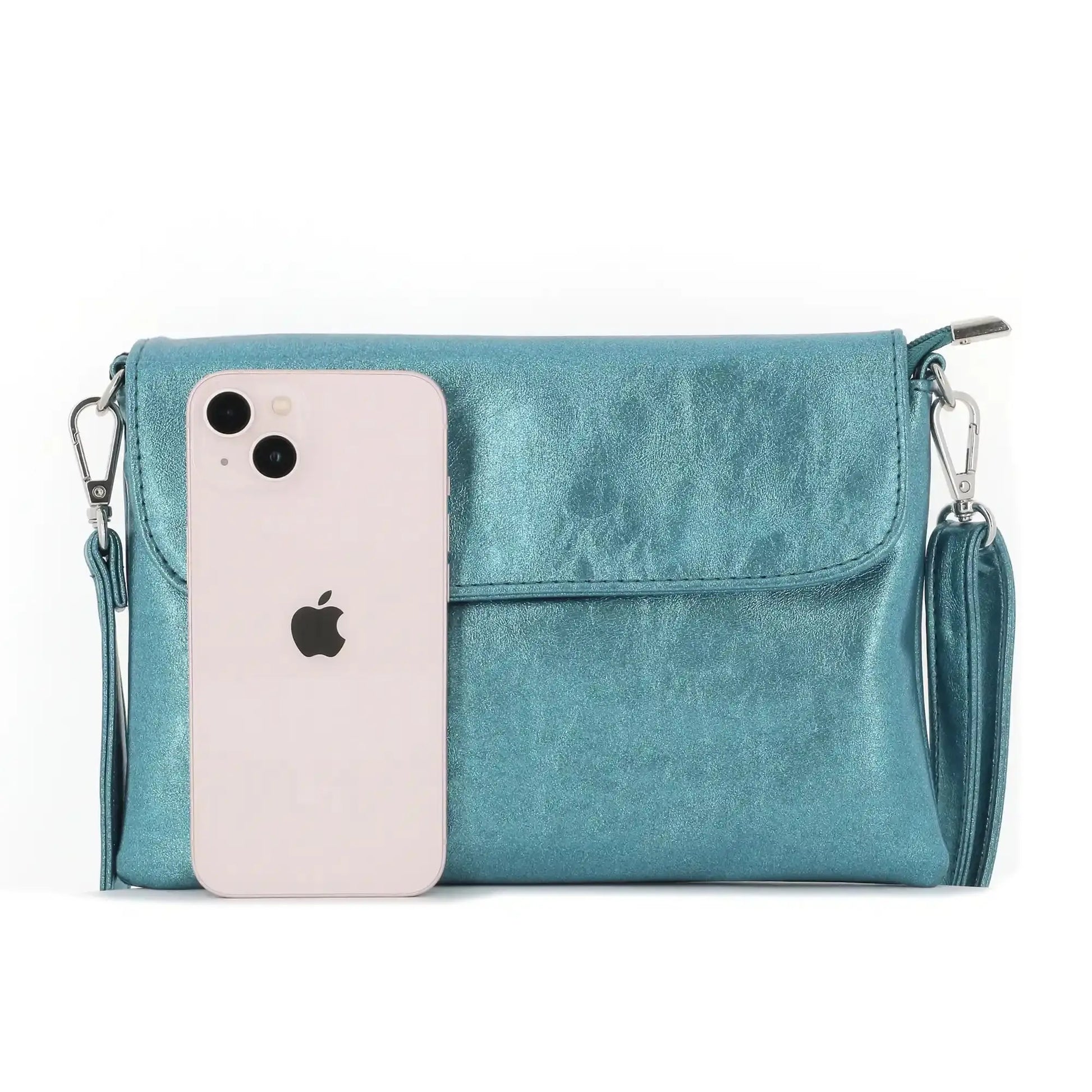 Flora & co Sac bandoulière pochette femme irisé bleu canard