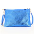 Made in Italy Pochette bandoulière cuir irisé lanière Bleu