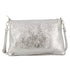 Made in Italy Pochette bandoulière cuir irisé lanière Argent