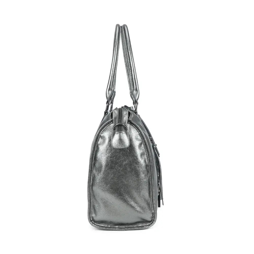 Grand sac à main bowling irisé gris argent