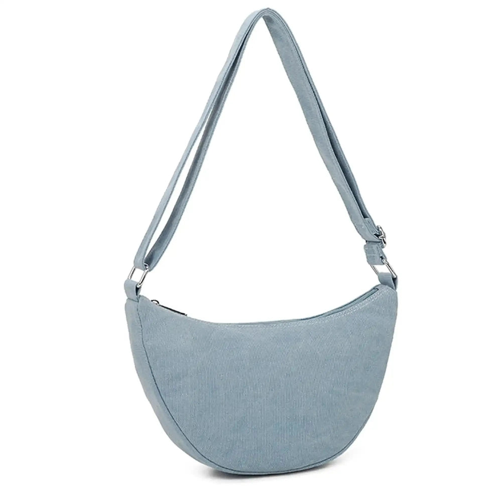 Gallantry Sac bandoulière demi-lune canvas femme bleu clair