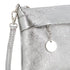 Made in Italy Pochette bandoulière cuir irisé lanière Argent