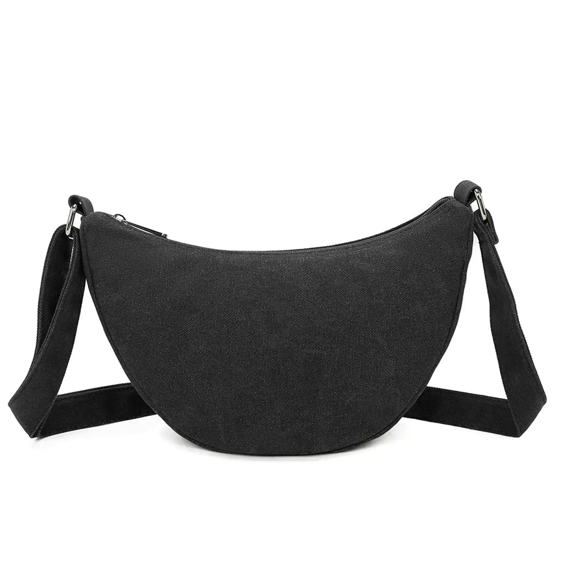 Gallantry Sac bandoulière demi-lune canvas femme noir
