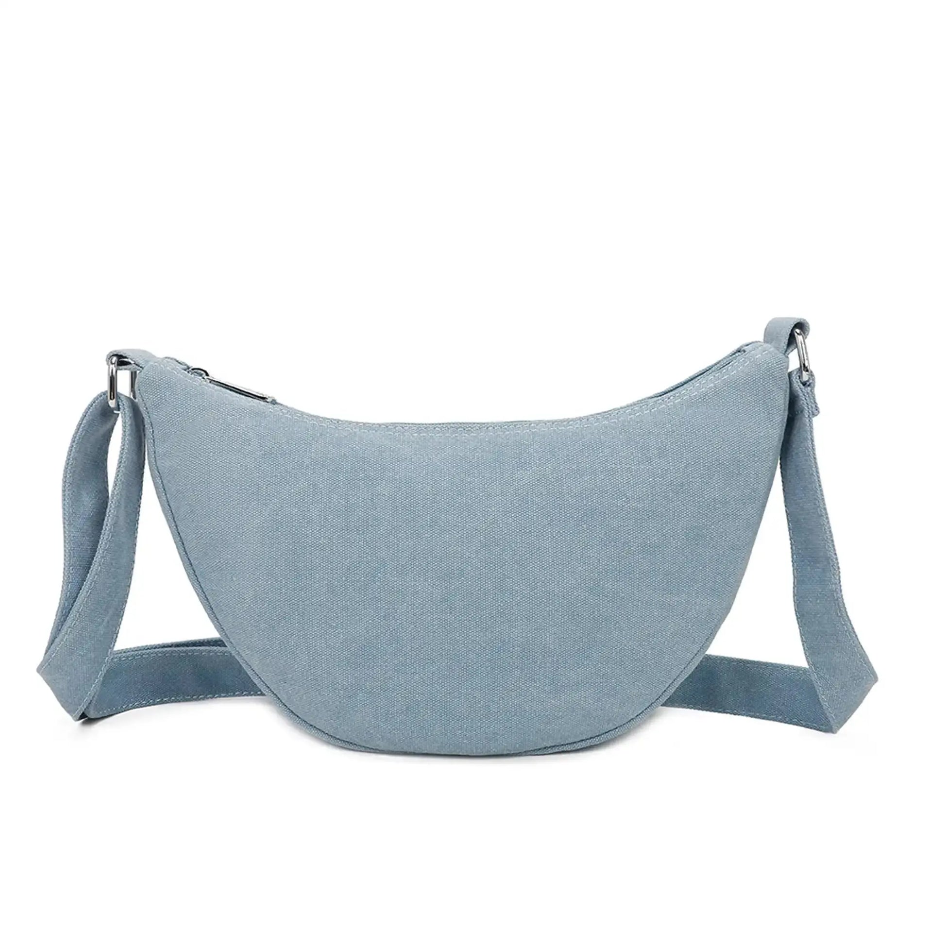 Gallantry Sac bandoulière demi-lune canvas femme bleu clair