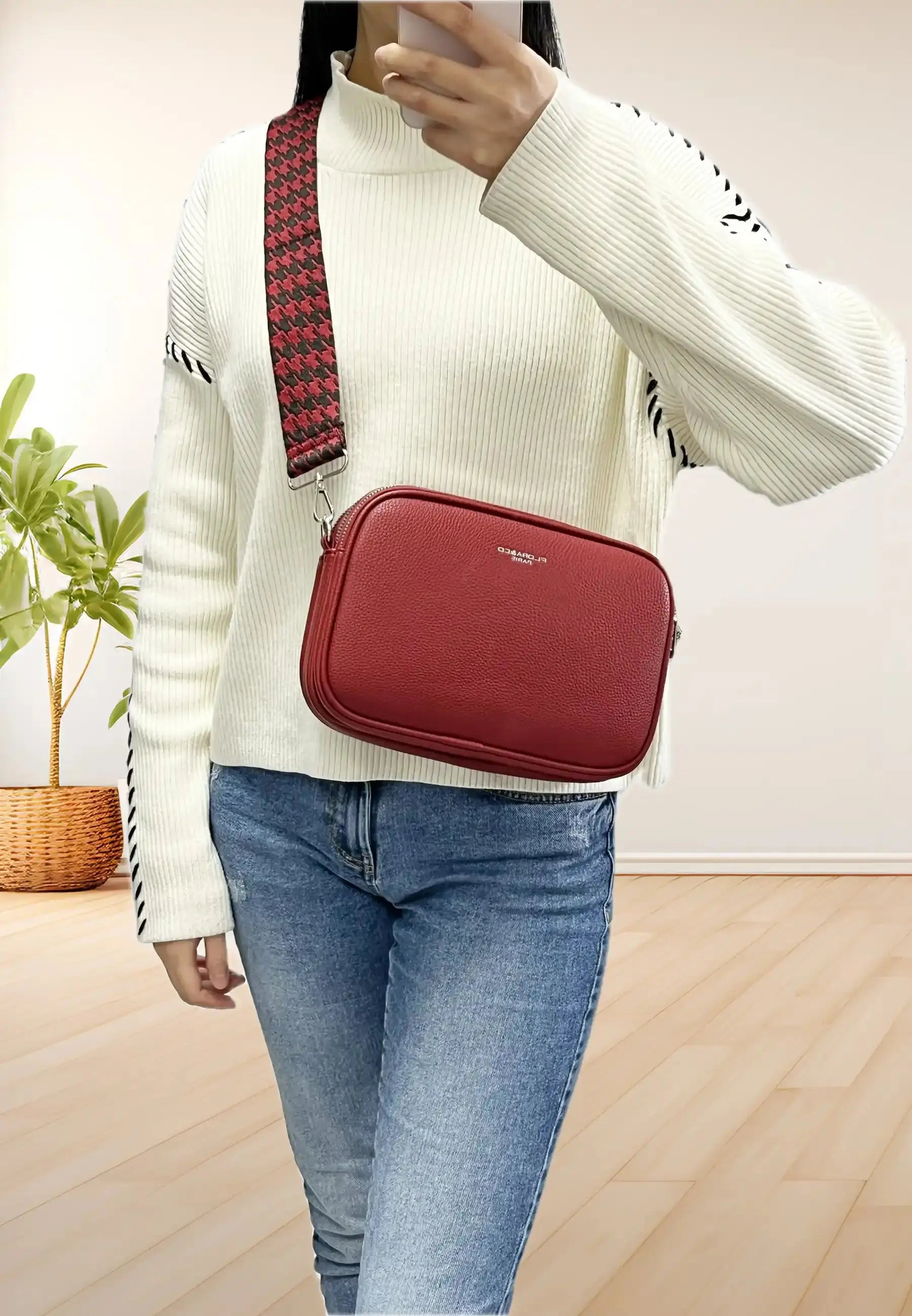 Flora & co Sac bandoulières femme multipoches rouge