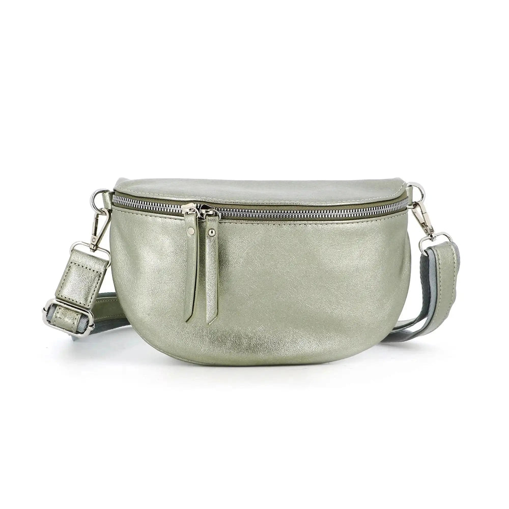 Flora & co Sac banane bandoulière femme irisé taupe métal