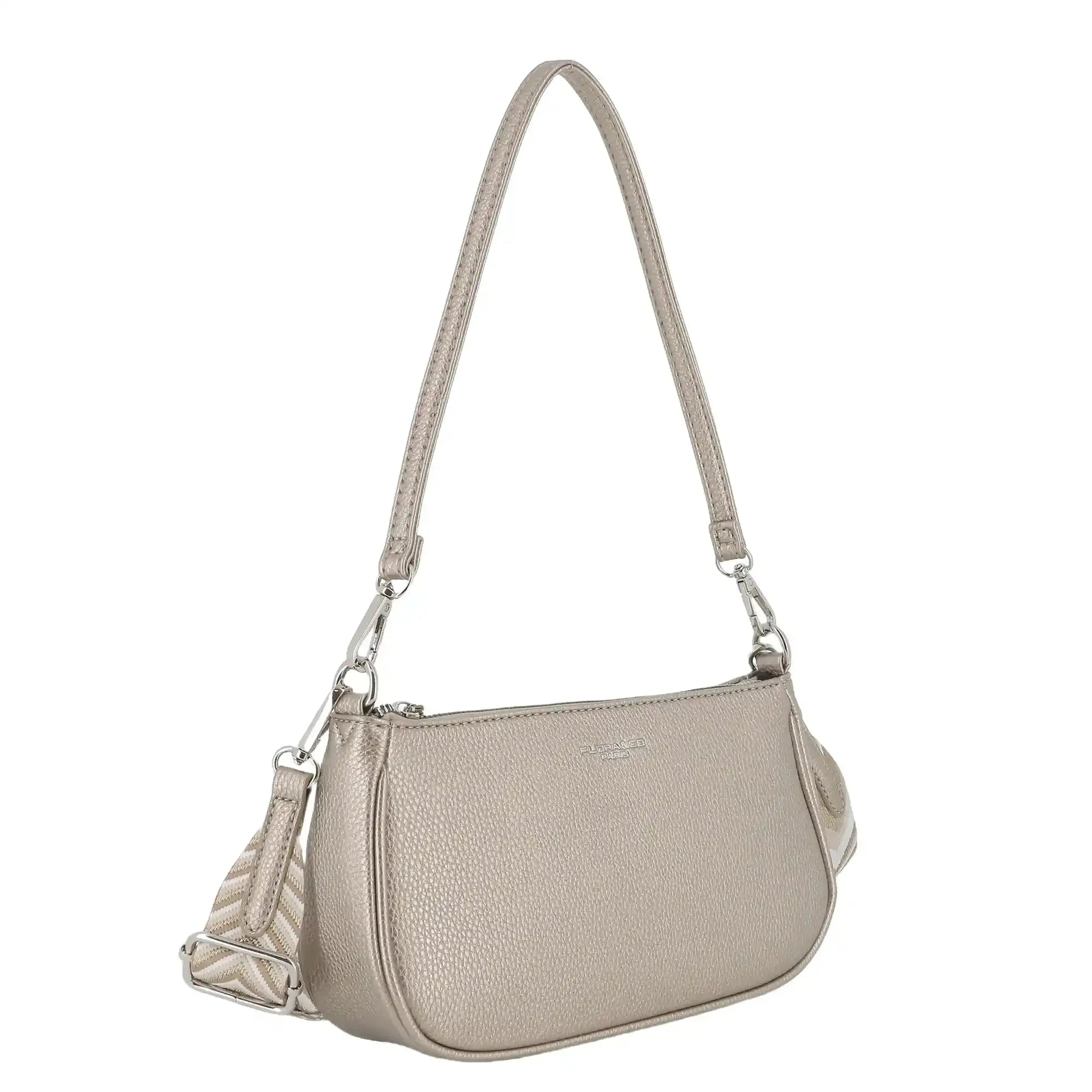 Sac baguette avec bandoulière Taupe Métal Flora & co