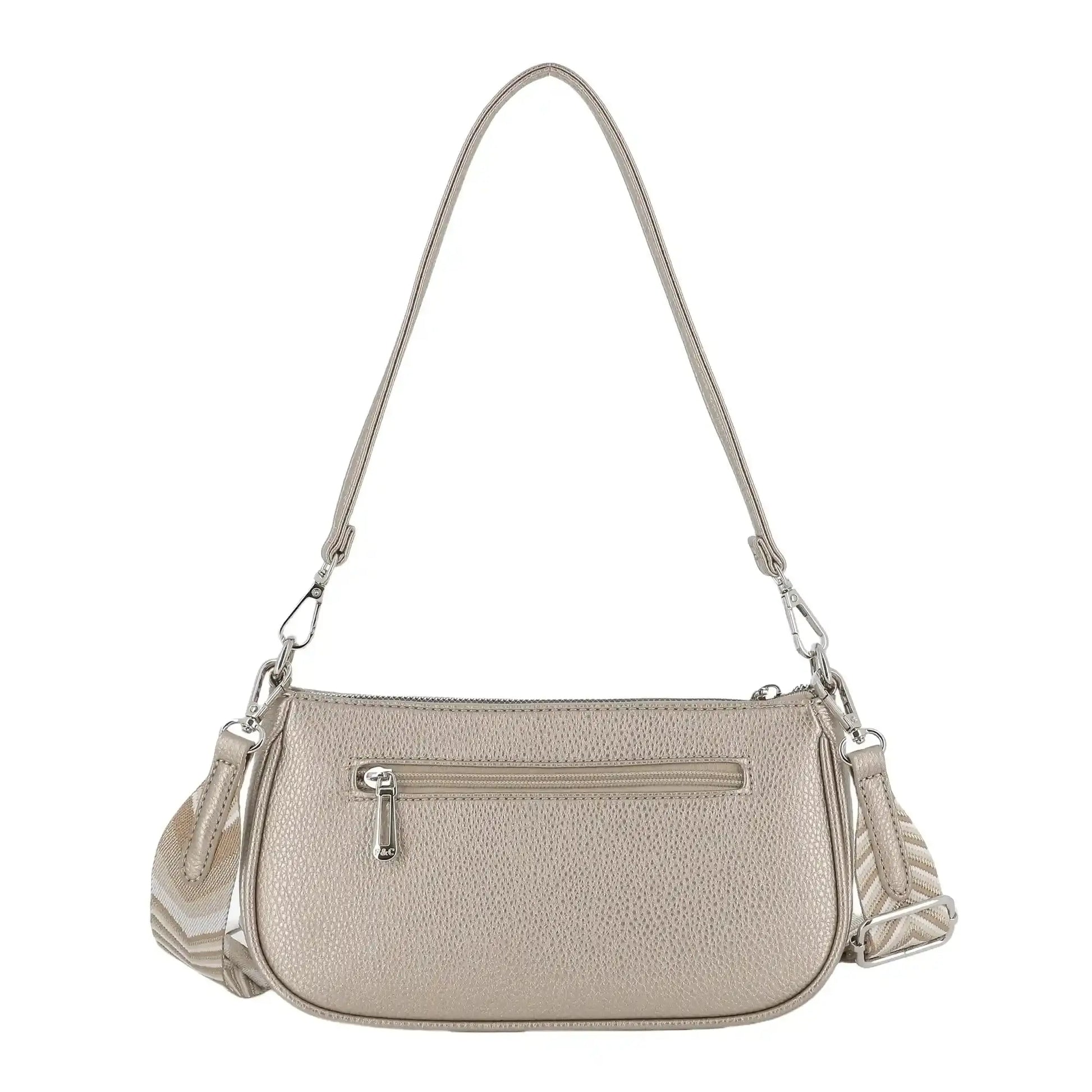 Sac baguette avec bandoulière Taupe Métal Flora & co