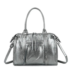 Grand sac à main bowling irisé gris argent