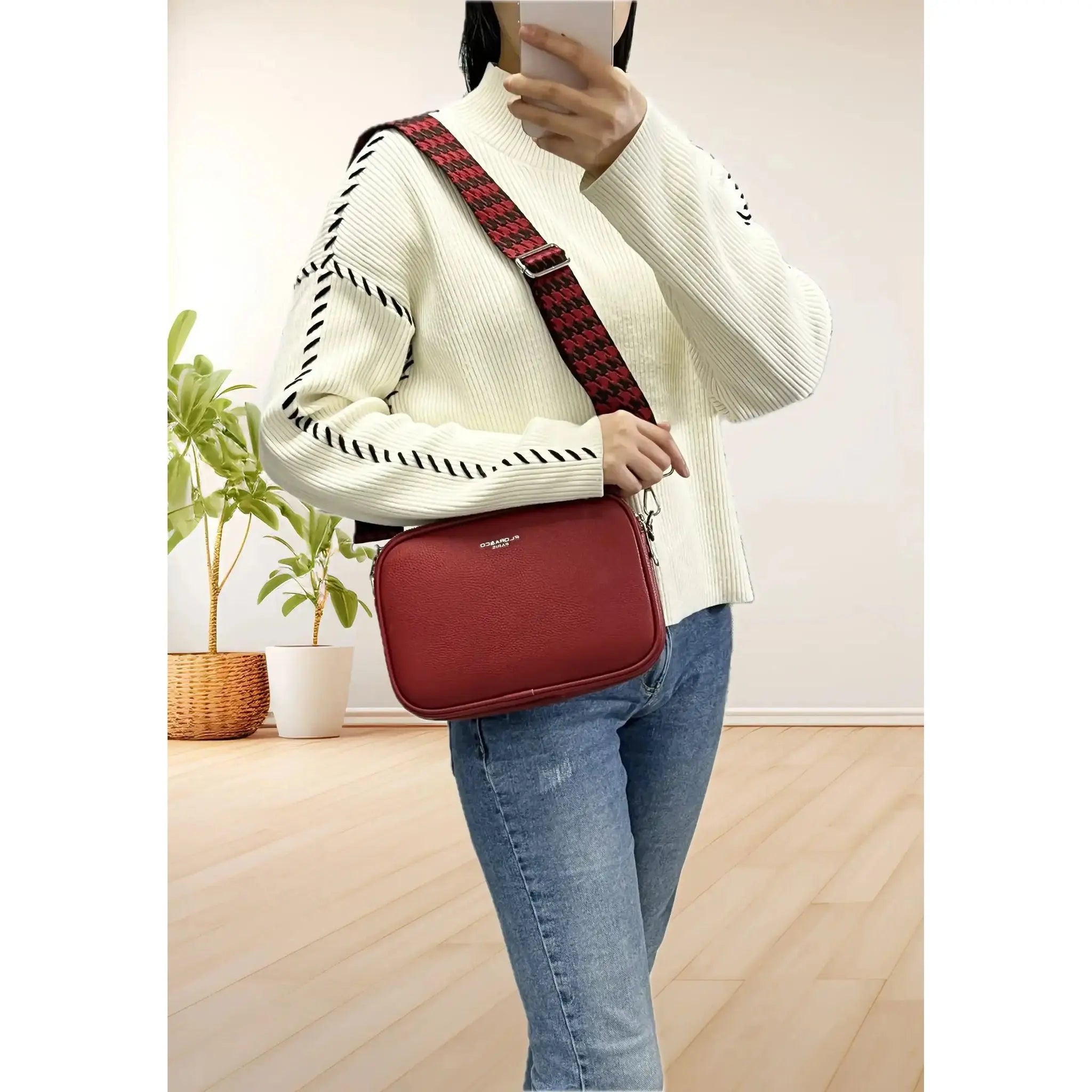 Flora & co Sac bandoulières femme multipoches rouge