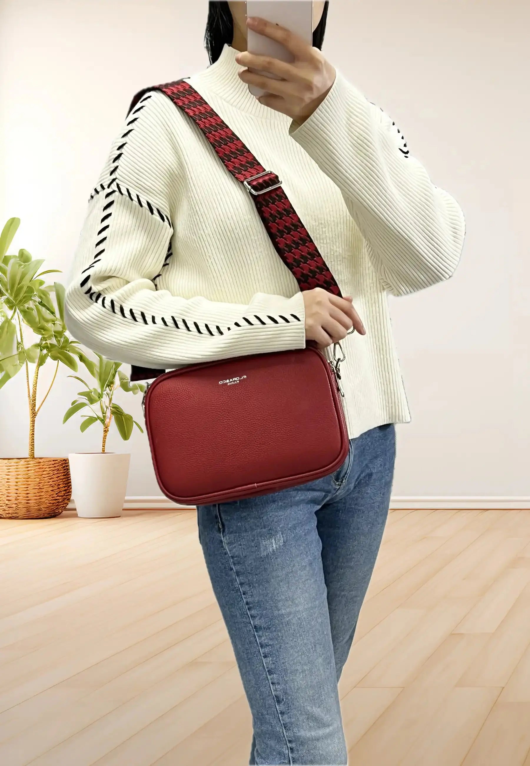 Flora & co Sac bandoulières femme multipoches rouge