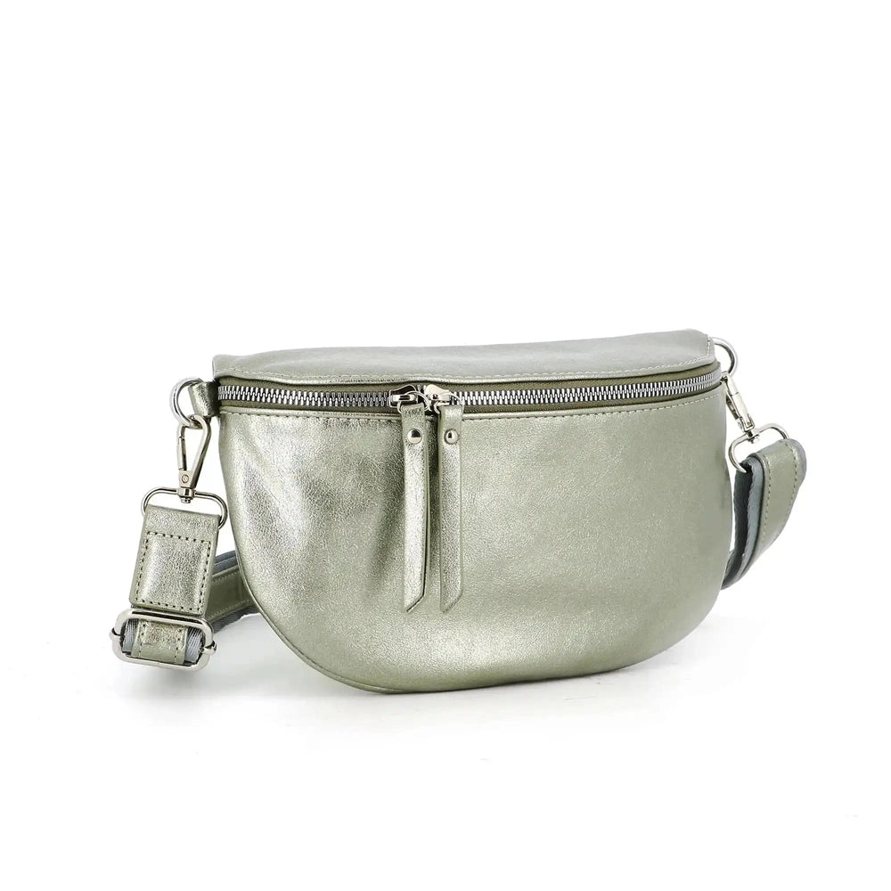 Flora & co Sac banane bandoulière femme irisé taupe métal