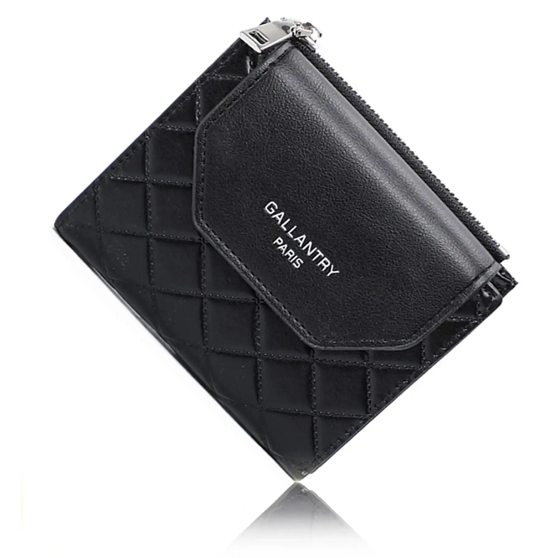 Gallantry Portefeuille monnaie femme matélatissé noir