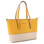 Sac cabas femme simili cuir a4 moutarde beige - vue 2 | Flora & co