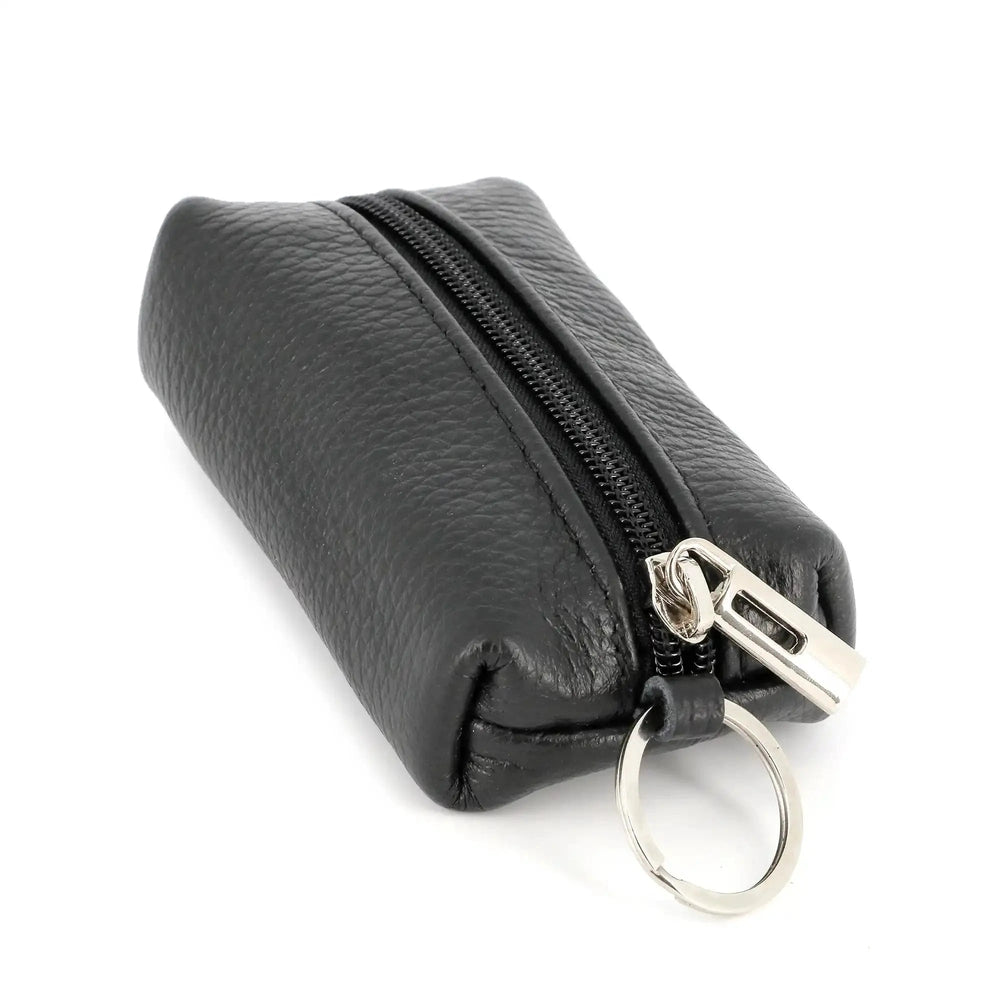 Made in Italy Porte-monnaie femme cuir boucle 02 noir