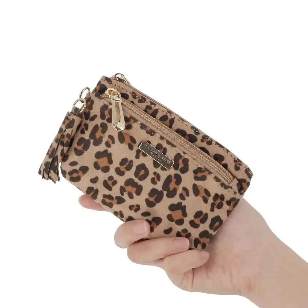 Vue 2 du Porte-monnaie Femme Similicuir Léopard Velouté Beige Taupe synthetique par Flora & co.