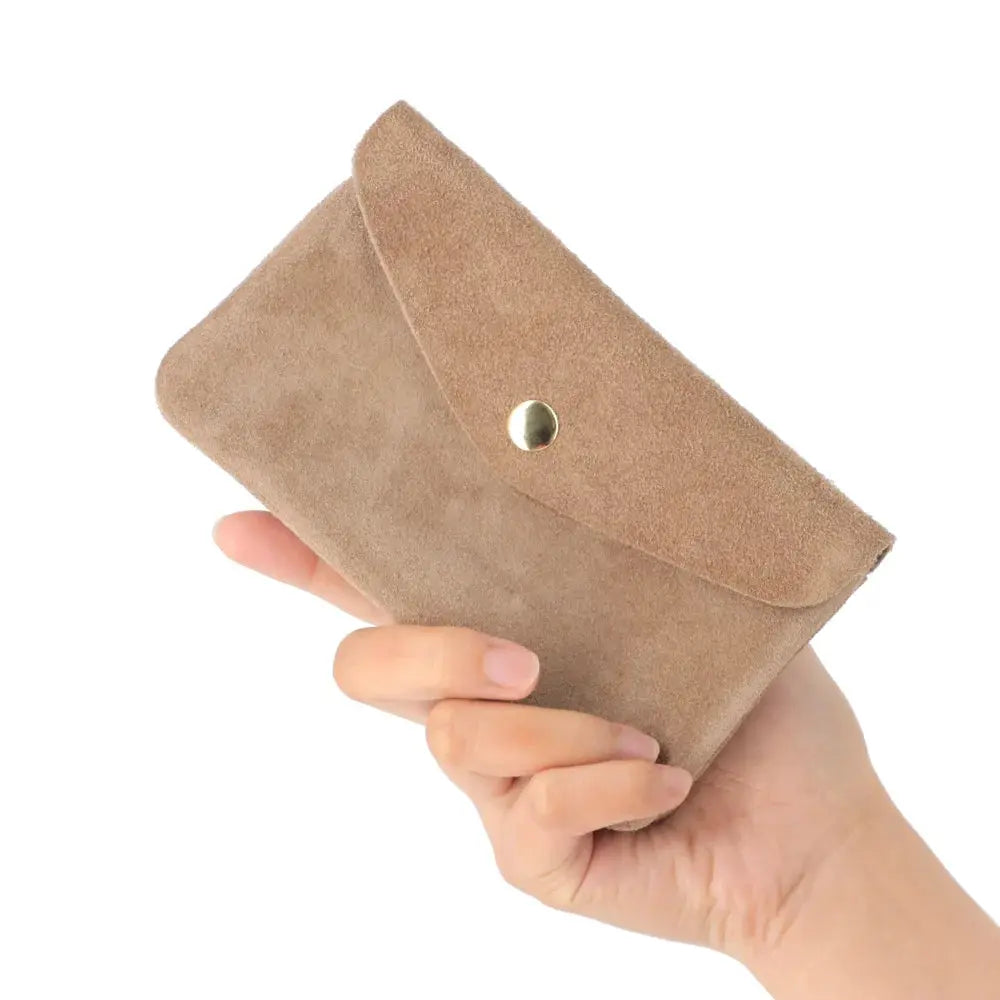 Porte-monnaie portefeuille mi-long suède Taupe other image 3