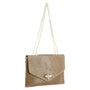 Made in Italy Sac bandoulière chaîne cuir femme croco taupe