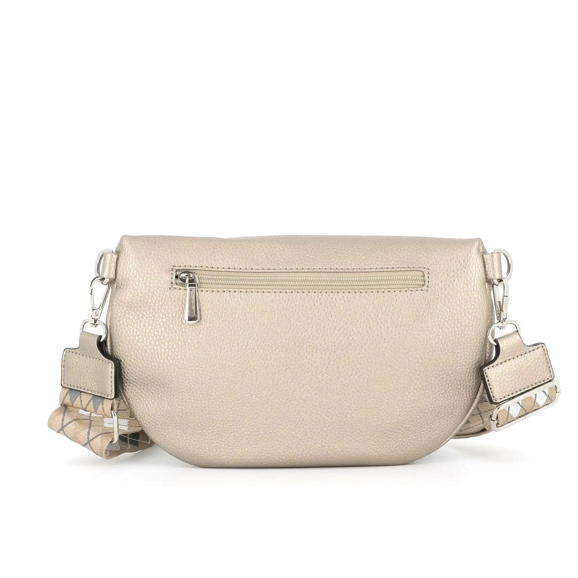 Flora & co Sac banane femme pu cuir grainé taupe métal