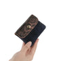 Vue 2 du Porte-monnaie femme suédé irisé léopard Bleu Marine en cuir par Made in Italy.