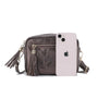 Sac bandoulière femme cuir irisé chocolat élégant et tendance.