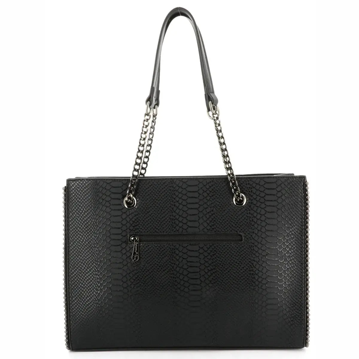 Sac cabas femme chaîne croco a4 noir Crocochic