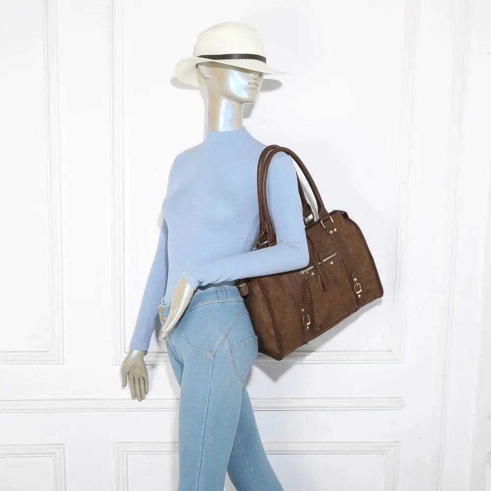 Grand sac bowling similicuir suédine femme Chocolat other image 3