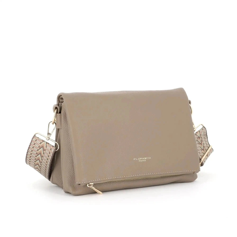 Flora & co Sac bandoulière large multipoches taupe