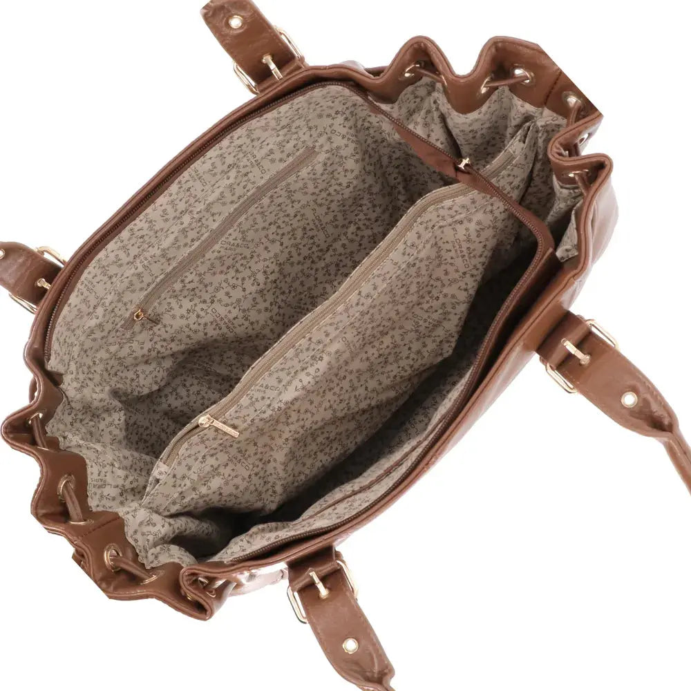 Sac cabas bowling lacet similicuir lisse Camel other image 3