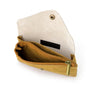 Porte-monnaie femme irisé suède moutarde Made in Italy