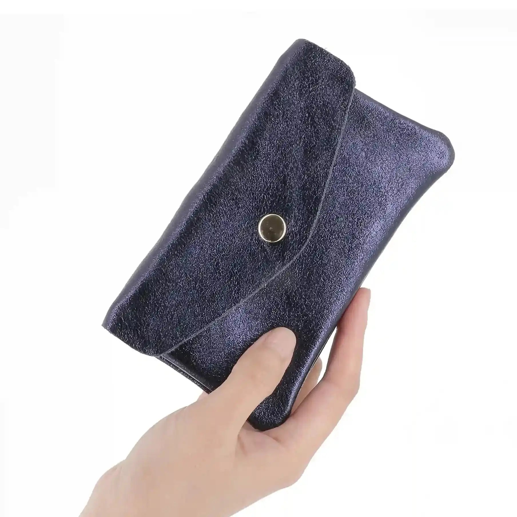 Portefeuille pochette passeport cuir isiré Bleu Marine other image 3