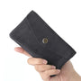 Vue 2 du Porte-monnaie portefeuille mi-long suède Bleu Marine en cuir par Made in Italy.