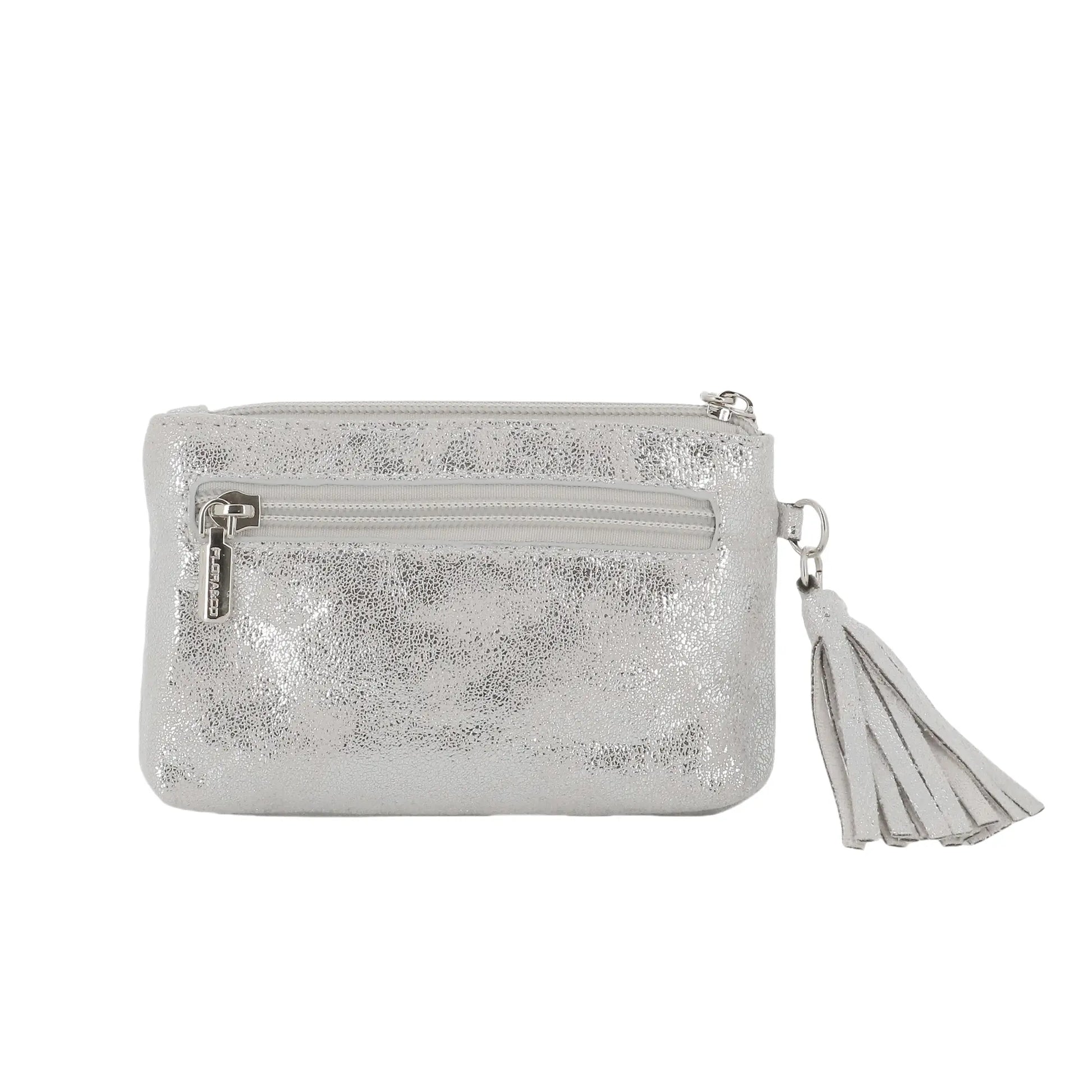 Petit porte-monnaie pochette femme suède irisé Argent other image 3