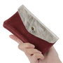 Vue 2 du Porte-monnaie cartes femme irisé suède bordeaux en cuir par Made in Italy.