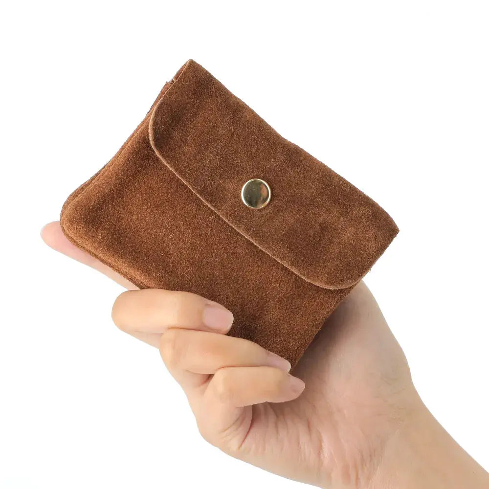 Petit porte-monnaie cartes cuir suède Marron other image 3