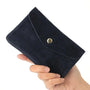 Vue 2 du Grand portefeuille cuir suède compatible passeport Bleu Marine par Made in Italy.