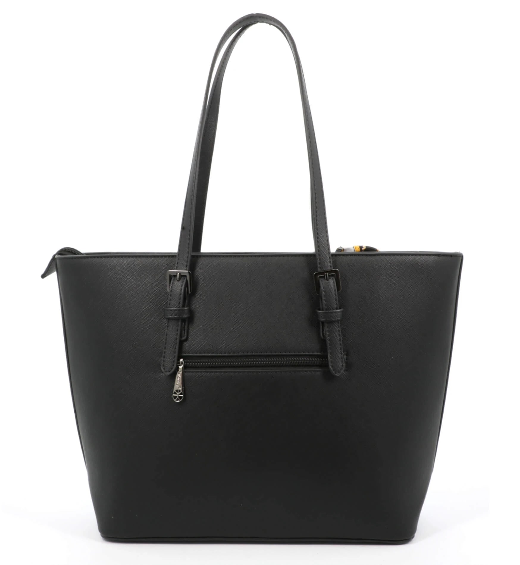 Sac cabas femme a4 pompon fourlard noir