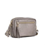 Sac bandoulière femme cuir irisé taupe élégant et tendance.