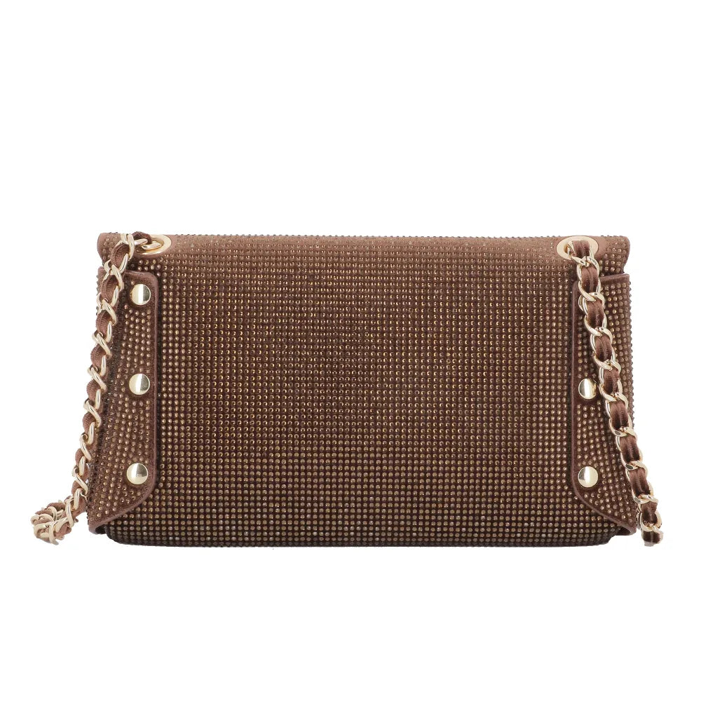 Sac pochette de soirée strass Marron other image 3