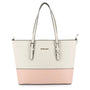 Sac cabas femme simili cuir saffiano gris rose - vue principale | Flora & co
