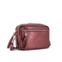 Sac bandoulière femme cuir irisé bordeaux élégant tendance