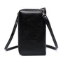 Vue 3 du Pochette téléphone plate tout-en-un femme noir en cuir synthétique par Gallantry.