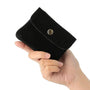 Vue 2 du Petit porte-monnaie cartes cuir suède Noir par Made in Italy.